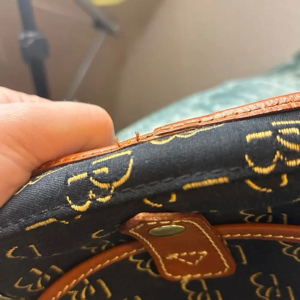Dooney & Bourke Wristlet Black Multi Coated Canvas Gold Hardware Small Y2K NWOT